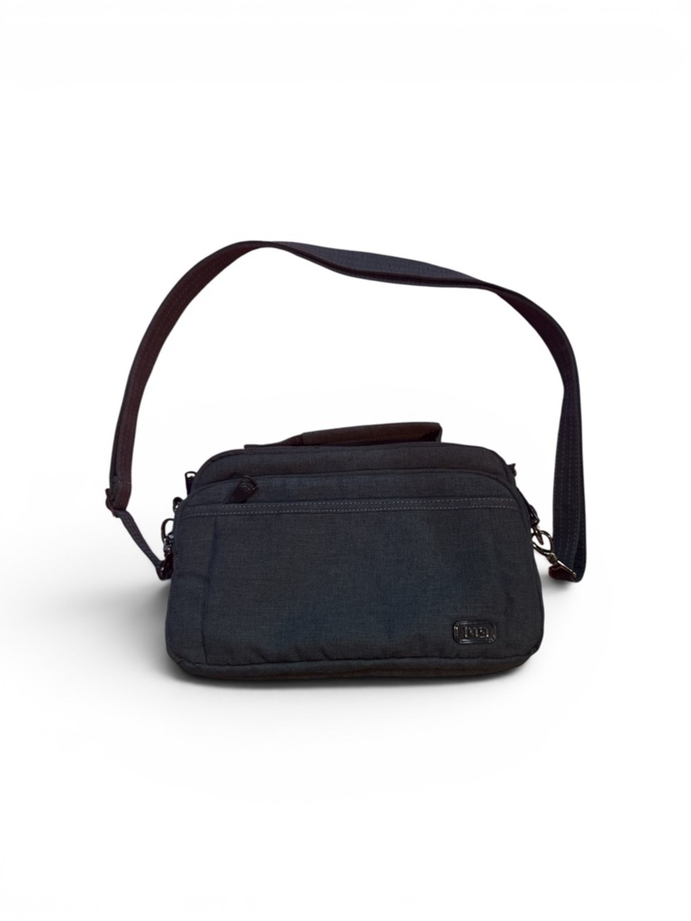 Lug Scoop Crossbody Bag Charcoal Gray Black Hardware Travel Organizer Purse